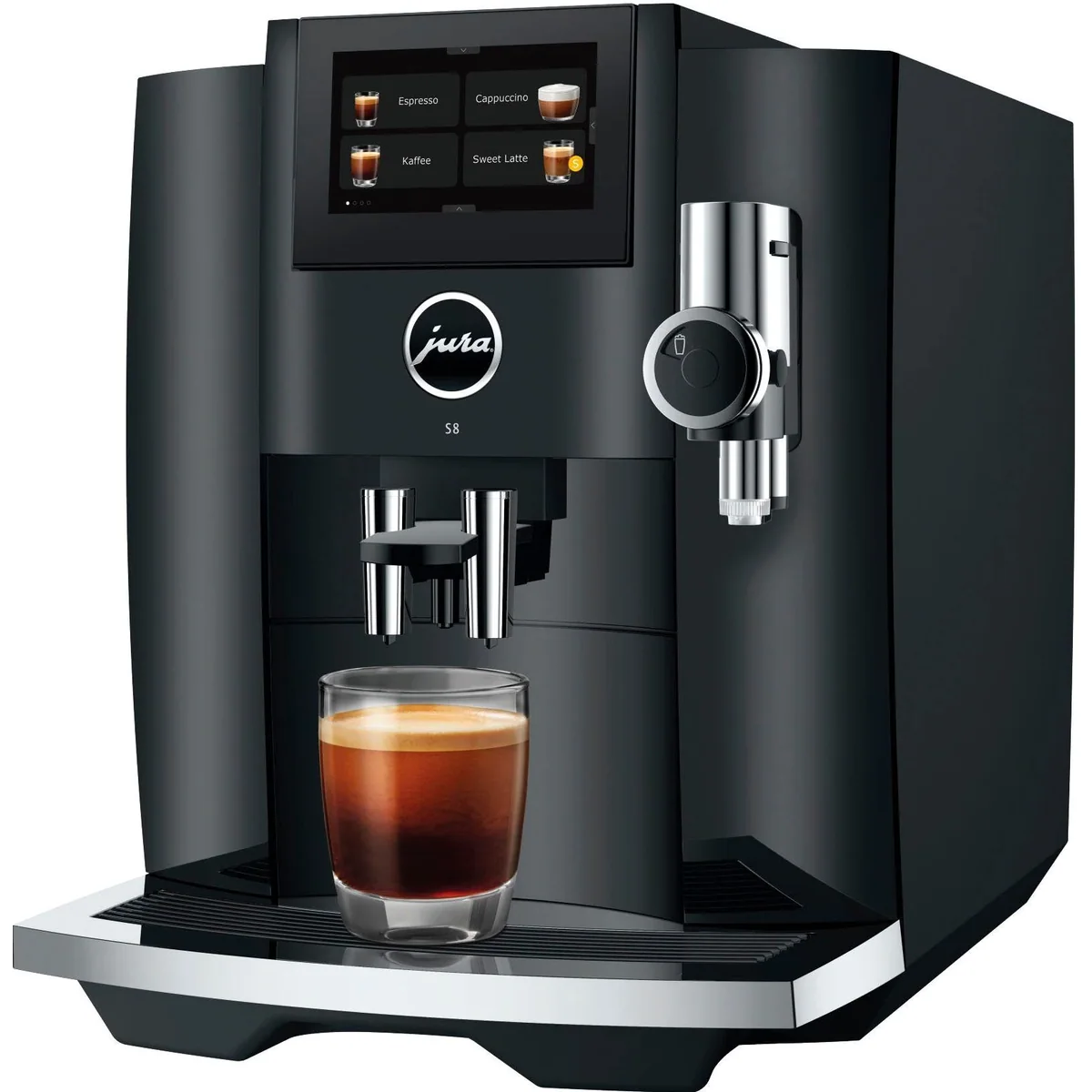JURA S8 Kaffeevollautomat, elegantes Design, 27 Kaffeespezialitäten, Touchscreen