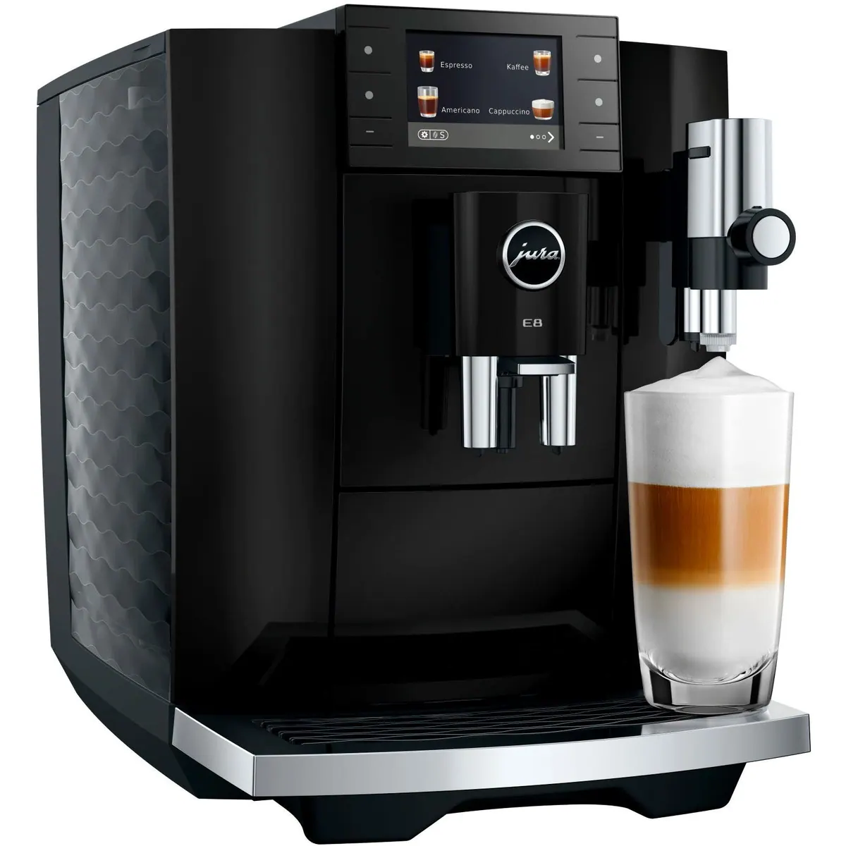 JURA E8 Kaffeevollautomat Piano Black, 27 Spezialitäten, WiFi, Hot & Light Brew 2