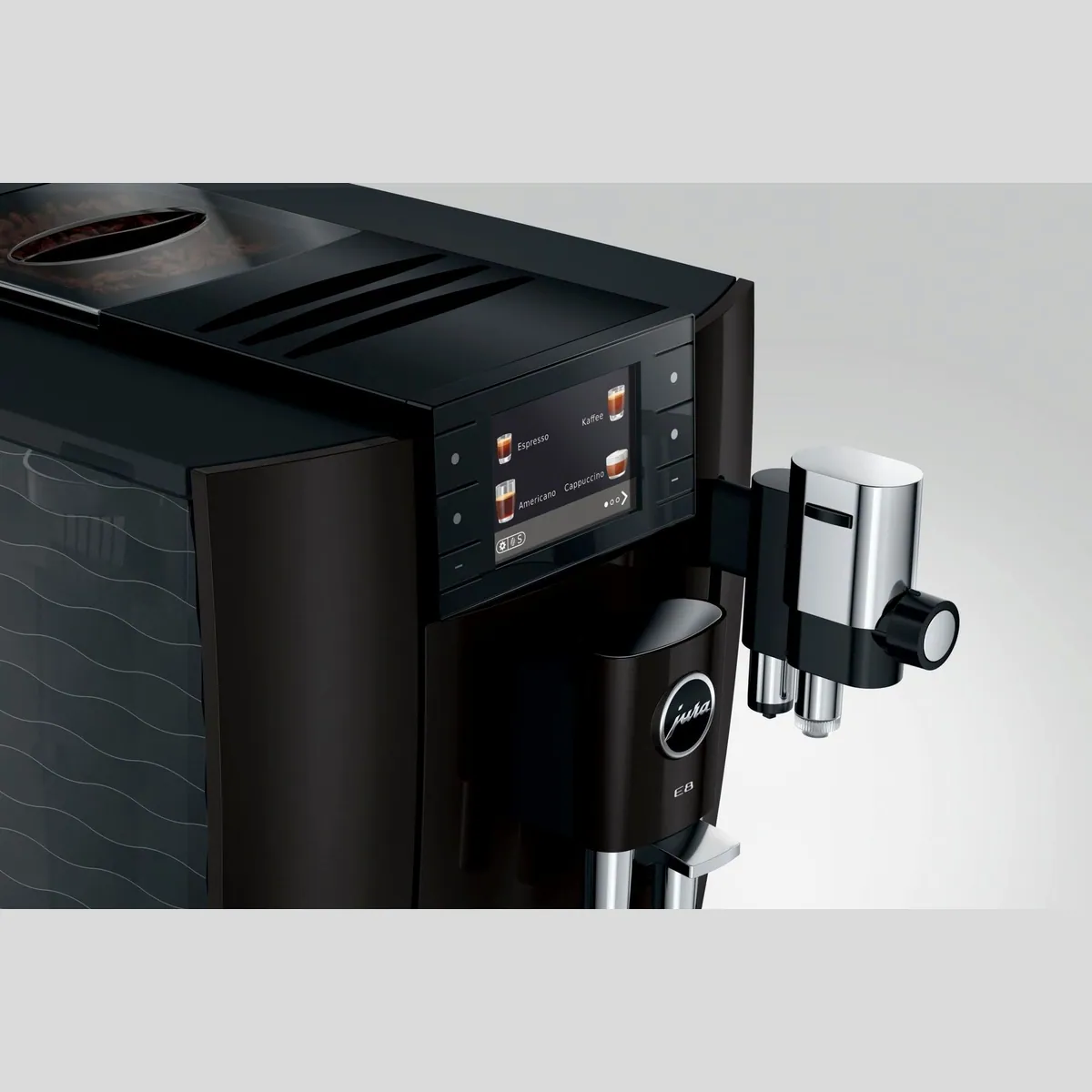JURA E8 Kaffeevollautomat Piano Black, 27 Spezialitäten, WiFi, Hot & Light Brew 4