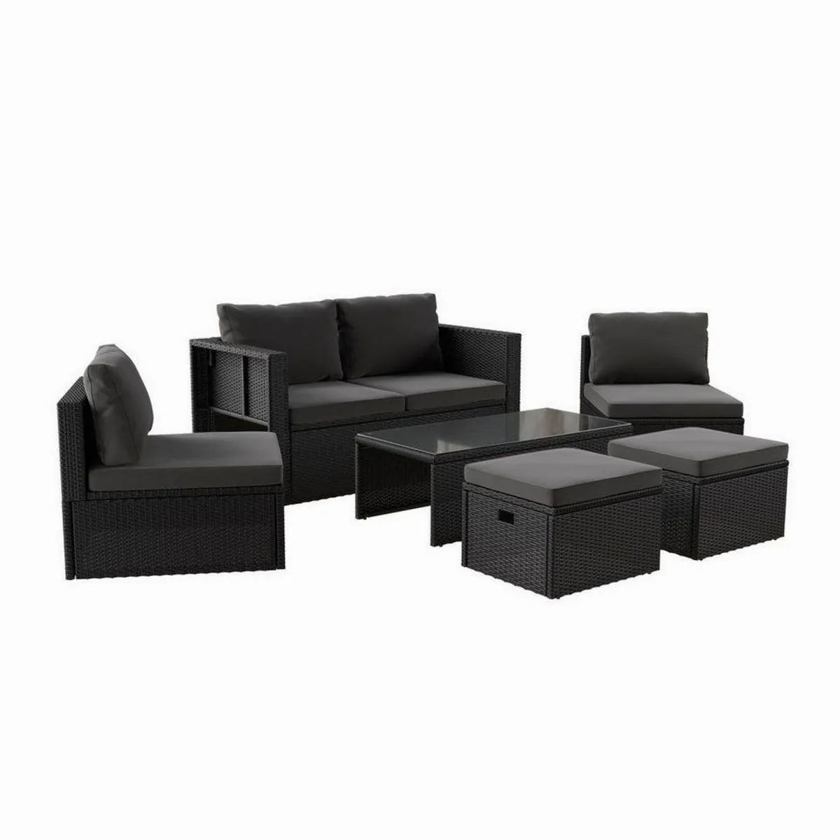 Juskys Gartenlounge-Set Salou, 6-tlg., für 6 Personen, wetterfest, mit Kissen