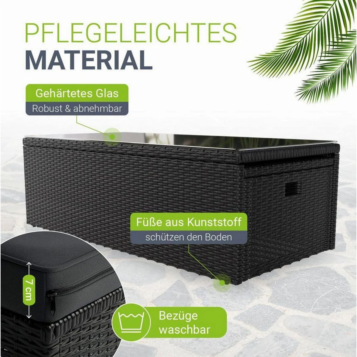 Juskys Gartenlounge-Set Salou, 6-tlg., für 6 Personen, wetterfest, mit Kissen 5