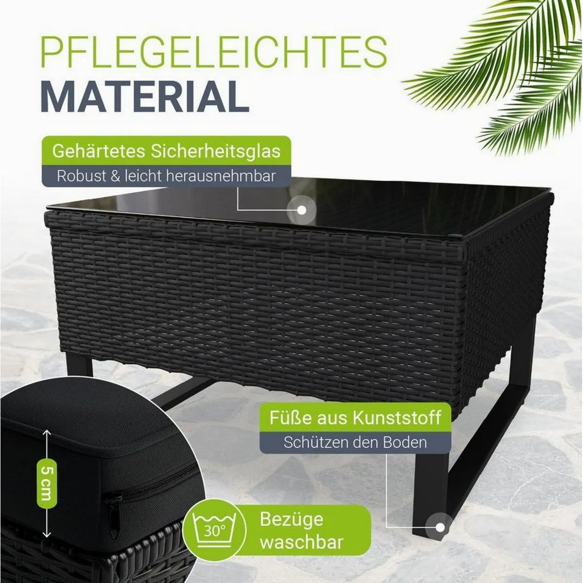 Juskys Gartenlounge-Set Santorini, wetterfest, modular, inkl. Auflagenbox 3