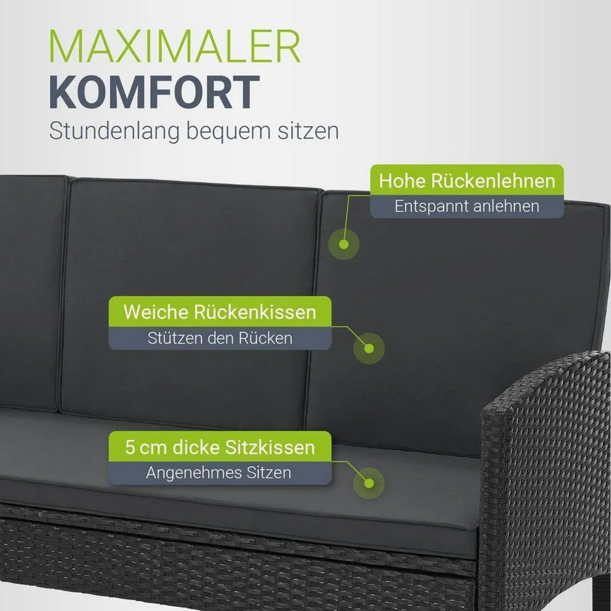 Juskys Gartenlounge-Set Turin, stilvolles 6-teiliges Polyrattan Set für 7 Personen 3