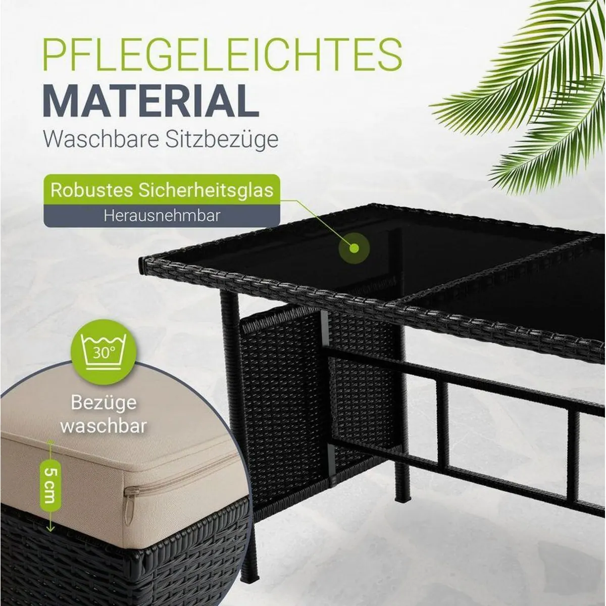 Juskys Manacor Gartenlounge-Set, elegantes Polyrattan-Design, großzügiger Tisch, komfortable Sitzkissen 3