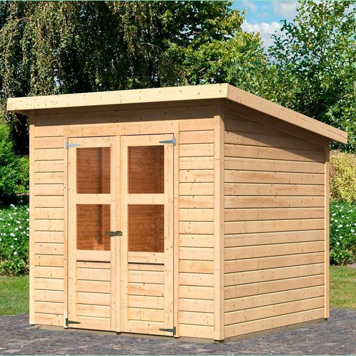 Karibu Gartenhaus Baggersee 3, 14 mm starke Wände, praktische Tür — 4,39 qm