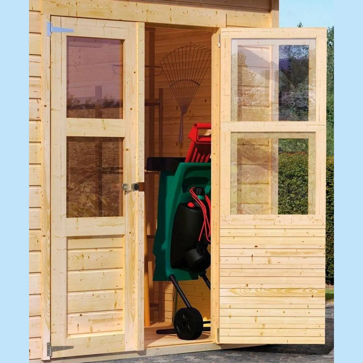 Karibu Gartenhaus Baggersee 4, 14 mm Wandstärke, Pultdach — idealer Stauraum für Gartenbedarf 3