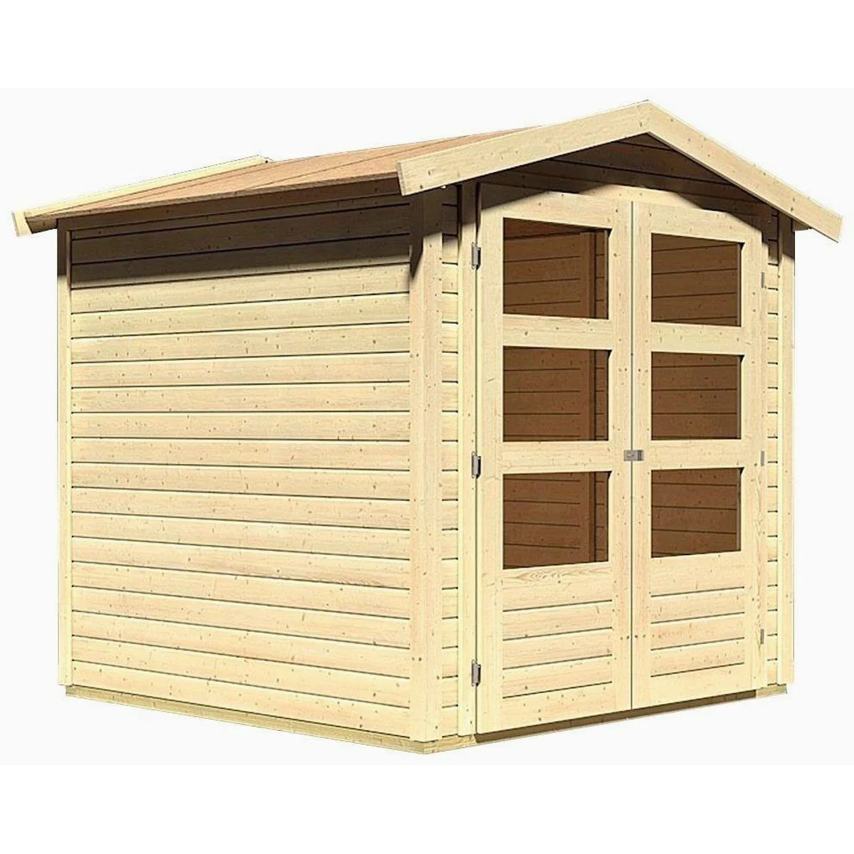 Karibu Gartenhaus Amberg 2, 213x197 cm, anthrazit, naturbelassen oder terragrau — Hochwertiges Stecksysthem, Wetterbeständig, Made in Germany 2