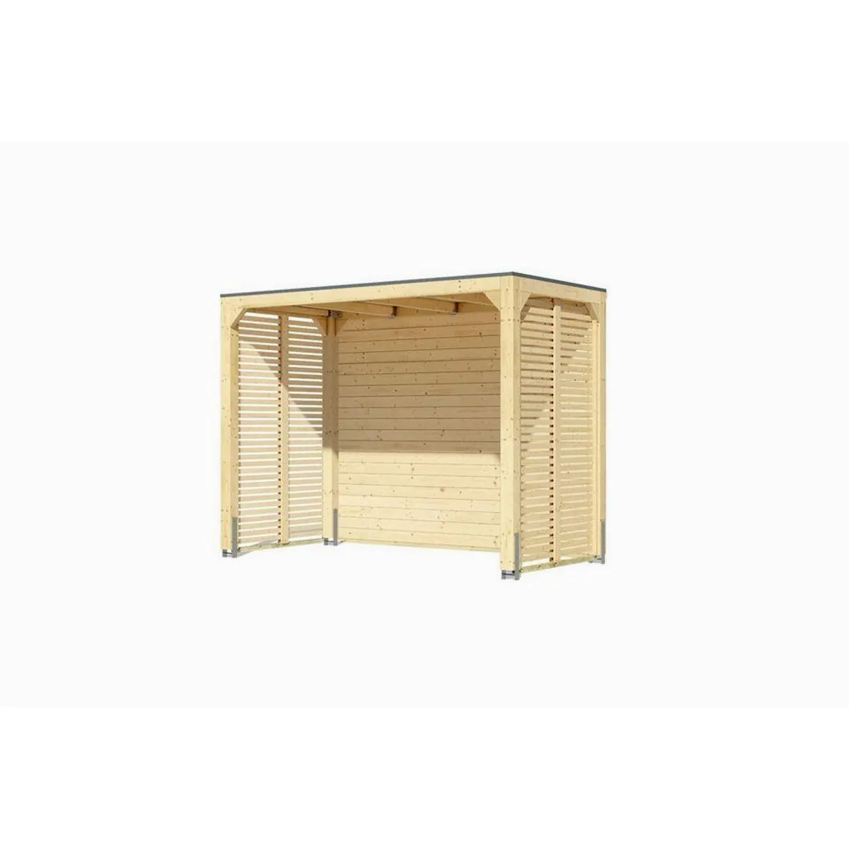 Karibu Pavillon aus Leimholz, Flachdach, wasserdicht — Stabilität, Eleganz, Schutz