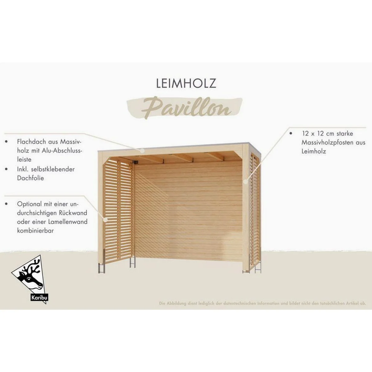 Karibu Pavillon aus Leimholz, Flachdach, wasserdicht — Stabilität, Eleganz, Schutz 4