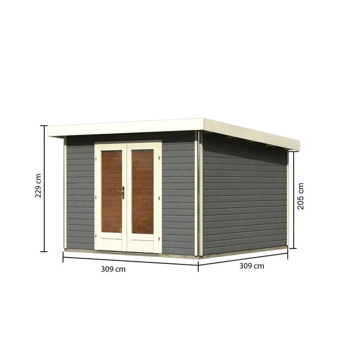 Karibu Gartenhaus Radeburg, 38 mm, 346 x 360 cm, terragrau — stabil, ansprechend, funktional 3