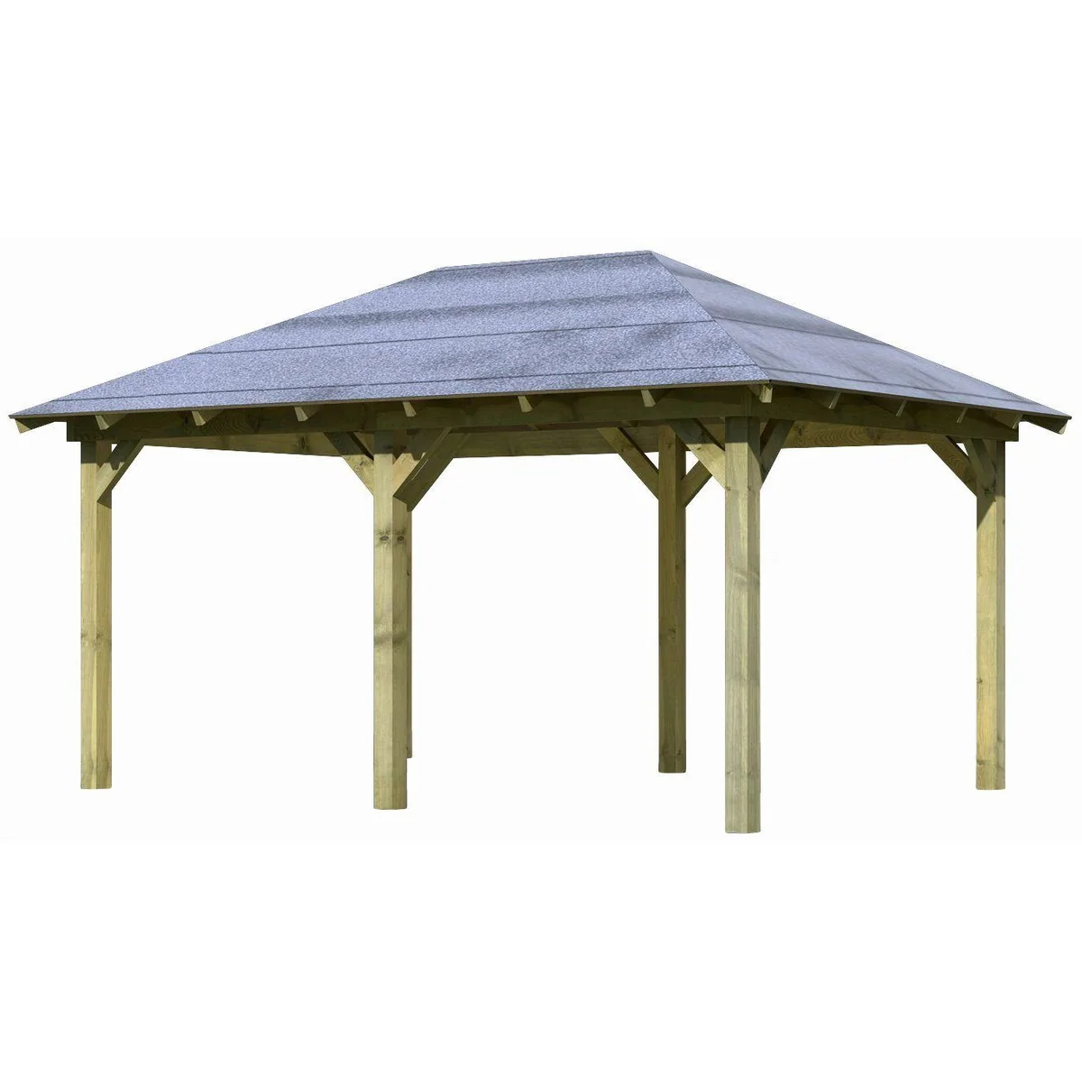 Karibu Pavillon Mailand, naturbelassenes Fichtenholz, witterungsbeständig, großzügige Maße — 345x485 cm 2