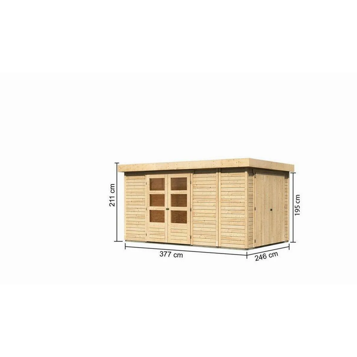 Karibu Gartenhaus Retola, 19 mm, 404 x 262 cm, Flachdach, natur 2