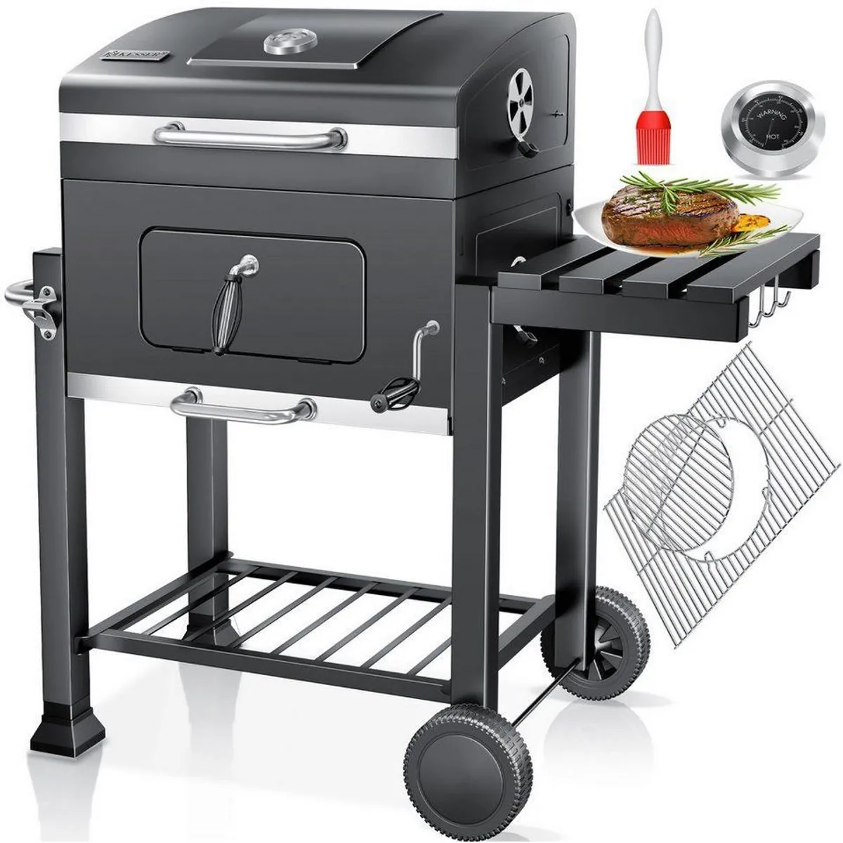 KESSER Holzkohlegrill Premium, vielseitig, mit integriertem Thermometer, mobil und leicht zu reinigen
