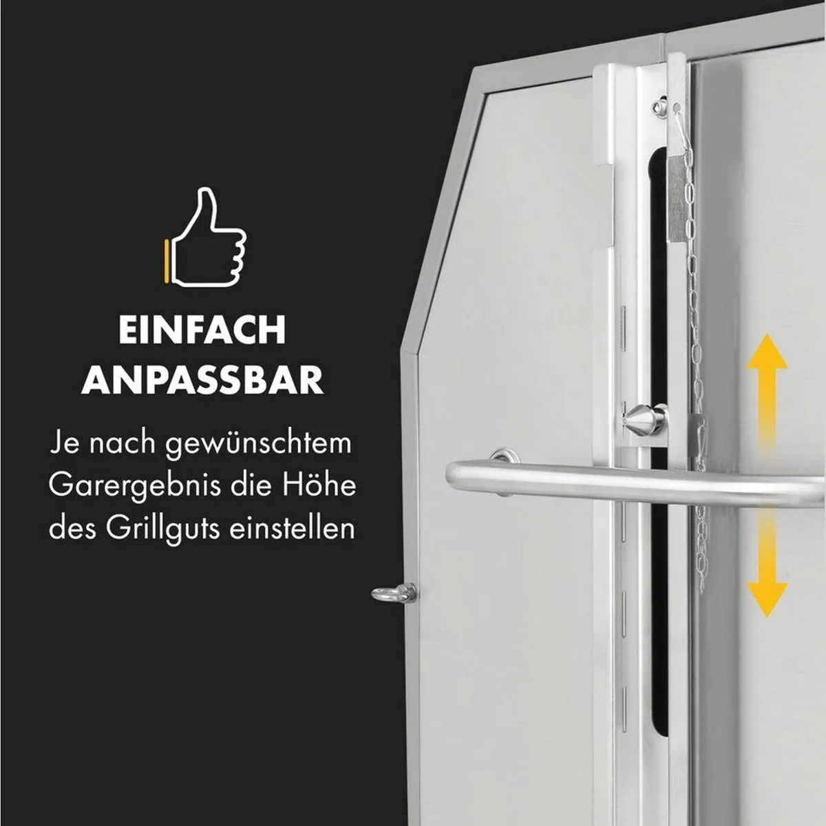 Klarstein Sauenland Pro XL Holzkohlegrill, Motorgetriebener Drehspieß, Edelstahl-Grillrost 5