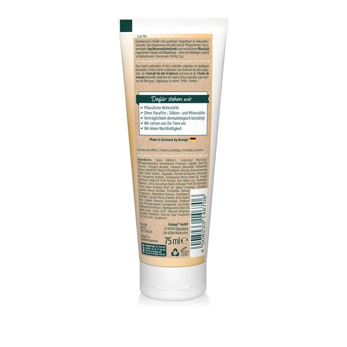 Kneipp Handcreme, intensive Pflege für trockene Hände, nährende Formel 2
