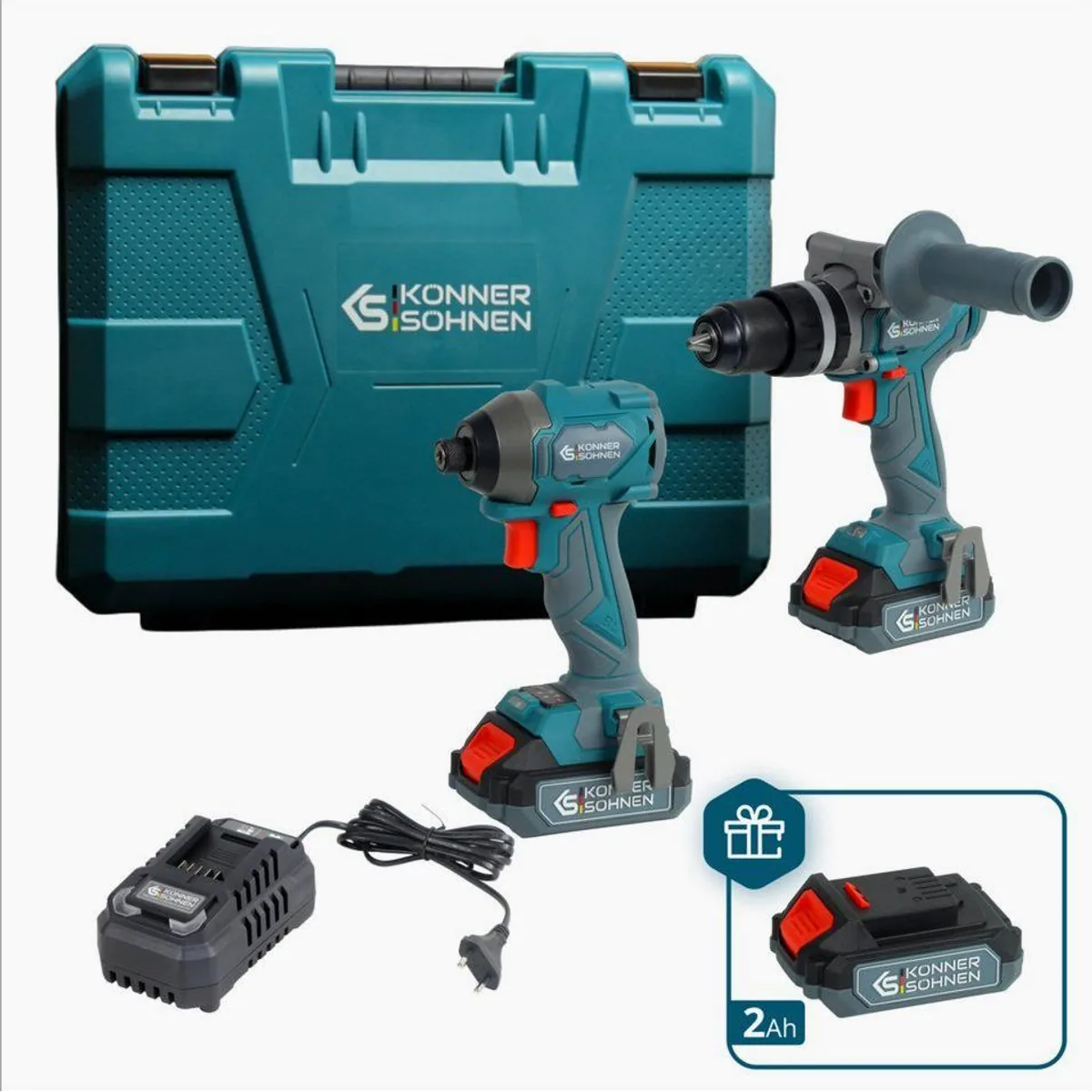 Könner & Söhnen KS IDISD 20V SET 2 PLUS, bürstenloser Motor, 80Nm/260Nm, robustes Metallgetriebe