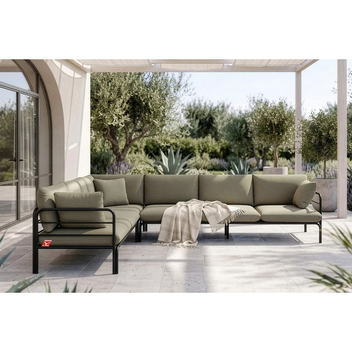 KONSIMO Loungesofa RAMBE Ecksofa, stilvolles Design, langlebige Materialien, witterungsbeständig