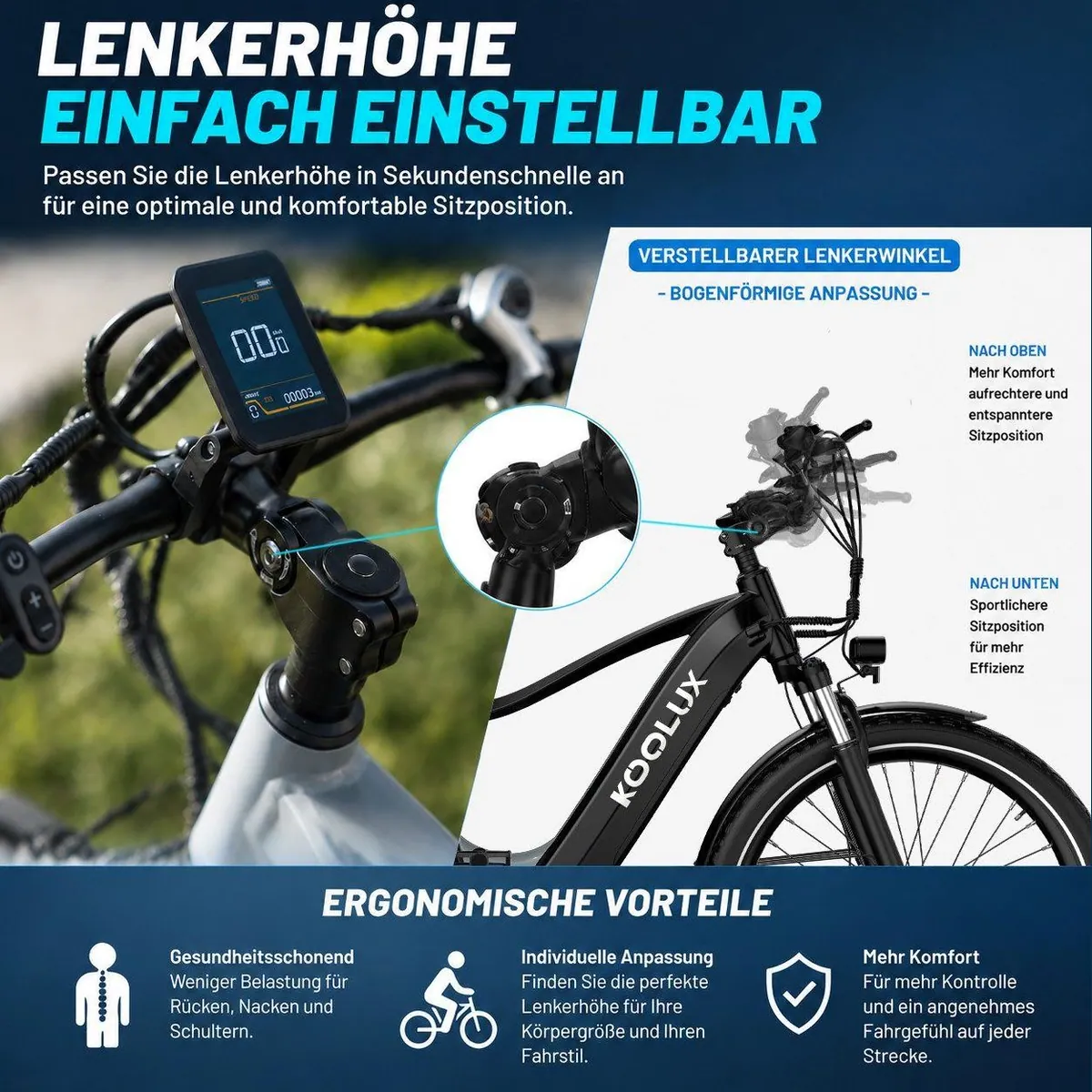 KOOLUX E-Bike 26 Zoll, 7-Gang Shimano, 624 Wh Akku — flexibel, leistungsstark, sicher 5