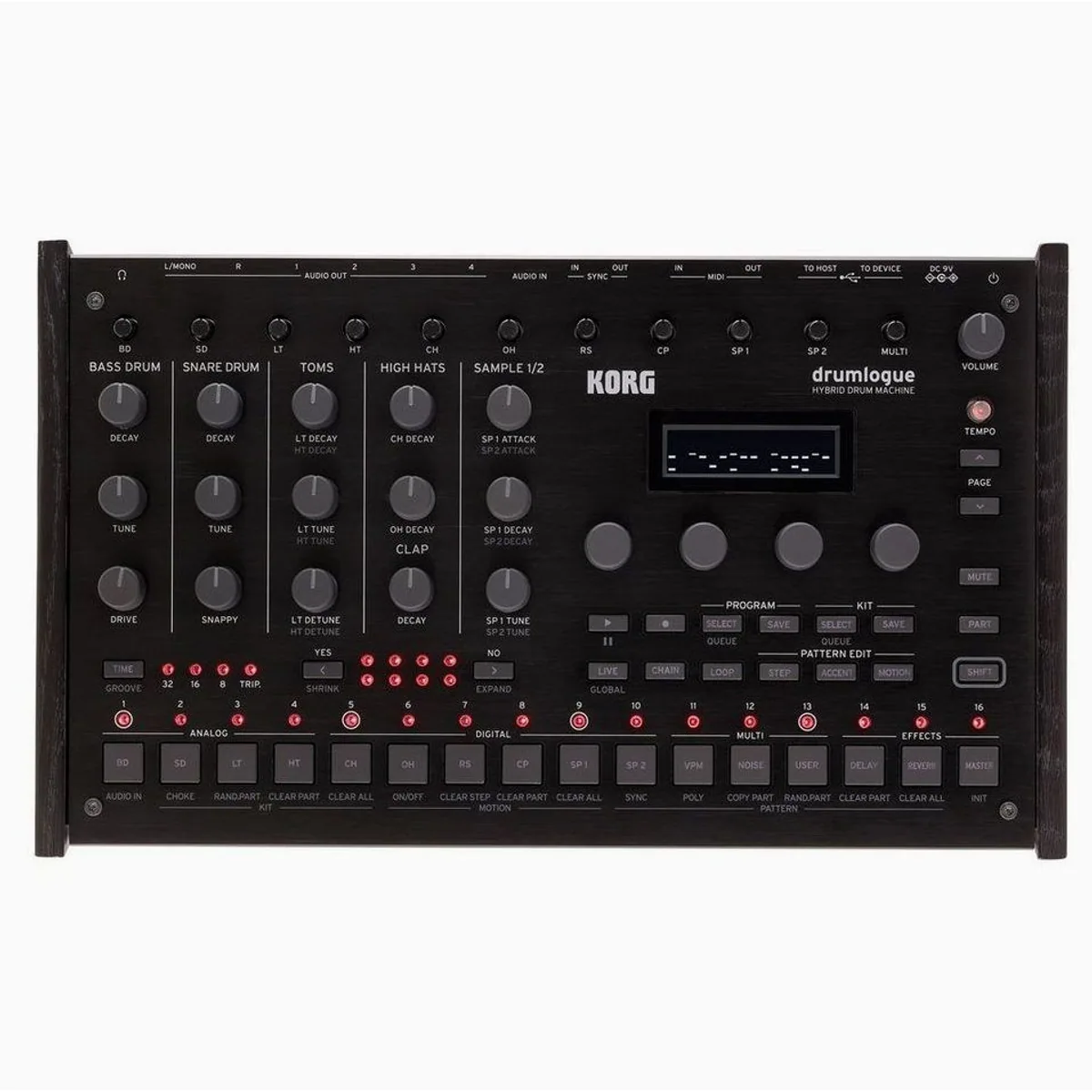 Korg drumlogue Drumcomputer, hybride Klangerzeugung, 11-stimmig