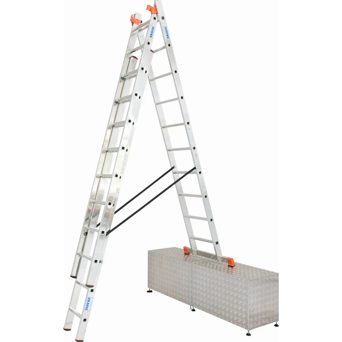 KRAUSE Tribilo Vielzweckleiter, Aluminium, 3x10 Sprossen — Hohe Stabilität, Vielseitige Einsatzmöglichkeiten, Maximale Arbeitshöhe 765 cm