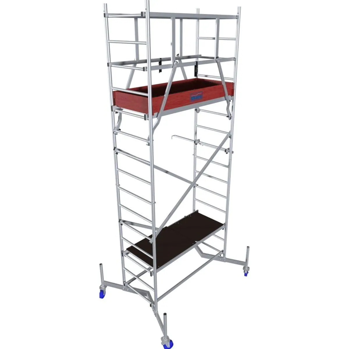 KRAUSE ClimTec Arbeitsgerüst, Komplettset mit Aufstockung und Fahrrollensatz 125 mm — sicher, stabil, vielseitig