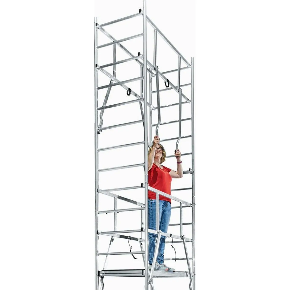 KRAUSE ClimTec Arbeitsgerüst, Komplettset mit Aufstockung und Fahrrollensatz 125 mm — sicher, stabil, vielseitig 4