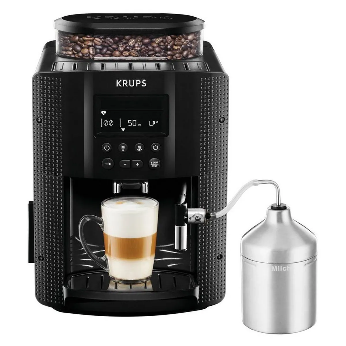 Krups Kaffeevollautomat EA8150, LCD-Display, Speichermodus, Dampfdüse