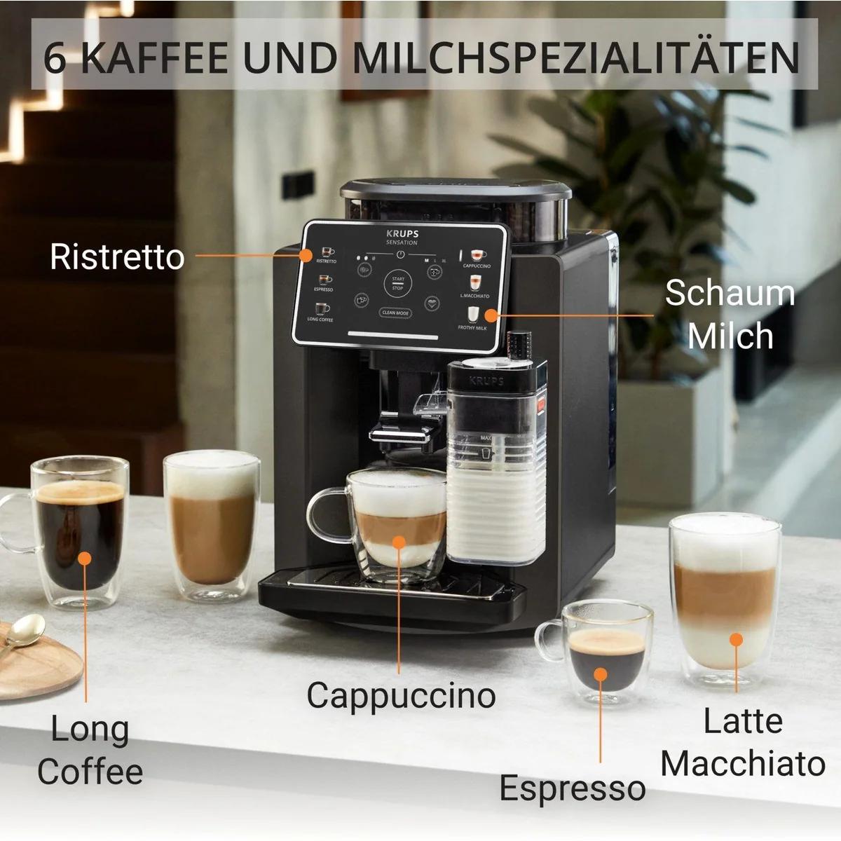 Krups EA9129 Sensation Milk, 6 Kaffee- und Milchspezialitäten, intuitive Bedienung, automatisierte Reinigung 2