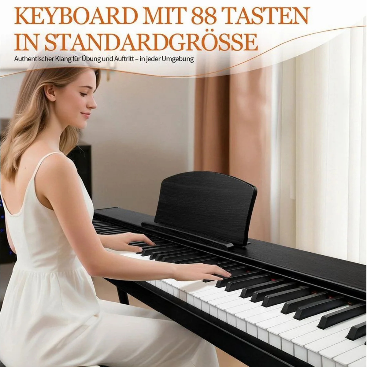 LALAHO Digitalpiano E-Piano 88 Tasten, authentischer Klang, Bluetooth & MIDI-Anschluss 2