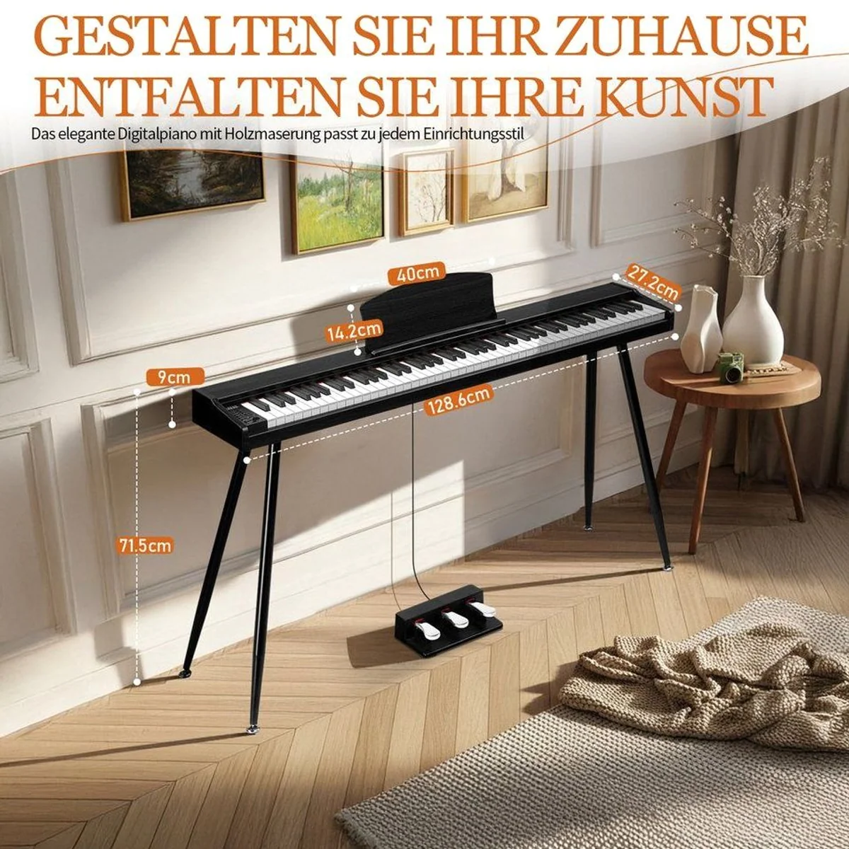 LALAHO Digitalpiano E-Piano 88 Tasten, authentischer Klang, Bluetooth & MIDI-Anschluss 3