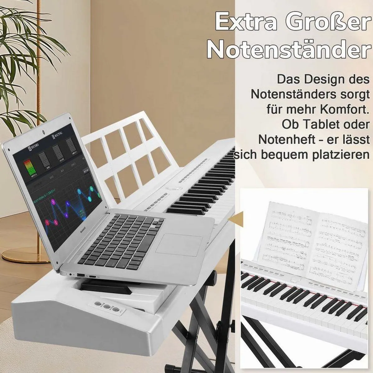 LALAHO Digitalpiano GPP-105, 88 Tasten, Dual-Bluetooth, vielseitige Klangvielfalt 3