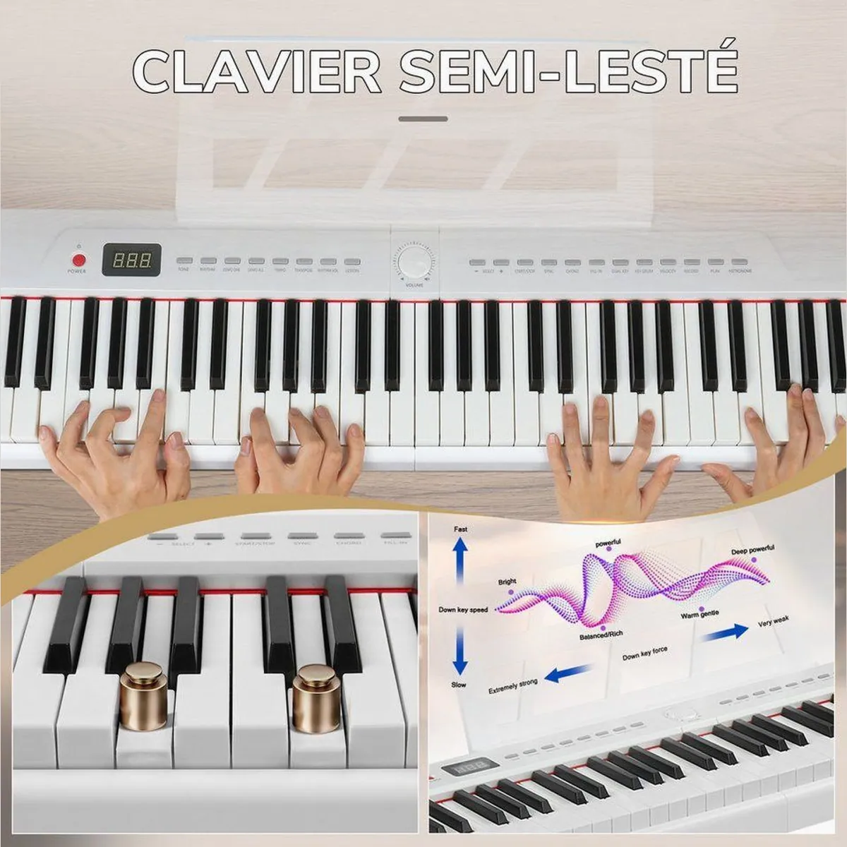LALAHO Digitalpiano GPP-105, 88 Tasten, Dual-Bluetooth, vielseitige Klangvielfalt 4