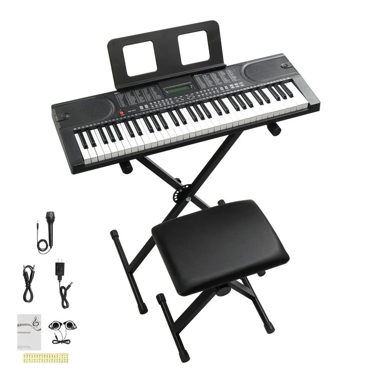 LALAHO Digitalpiano 61-Tasten Keyboard, Bluetooth-MIDI, LCD-Bildschirm — Komplettset mit Ständer & Zubehör