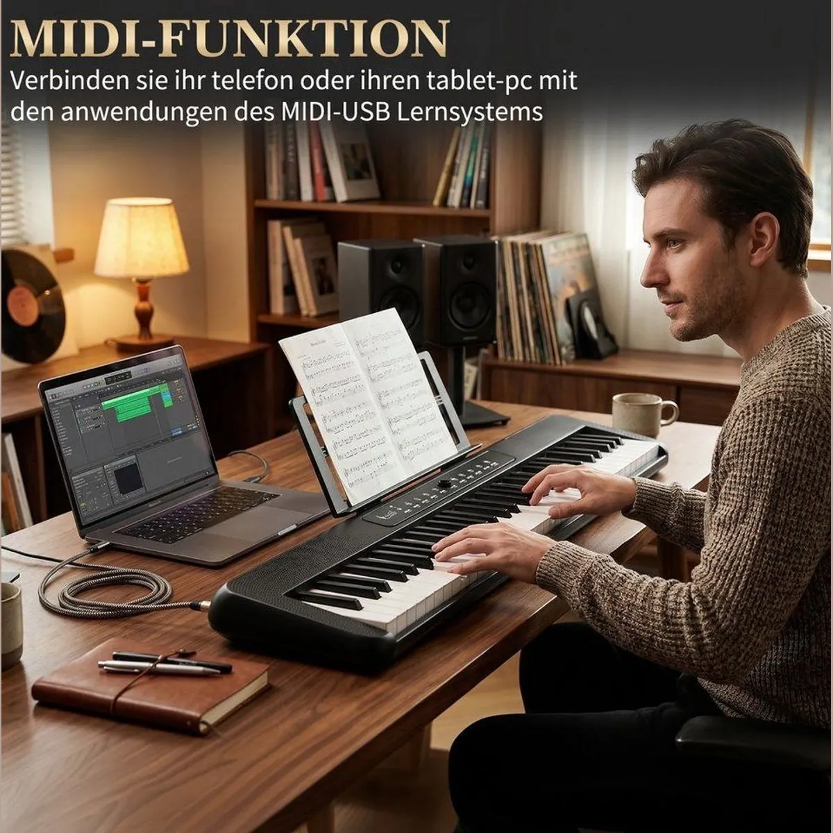 LALAHO GPP-201 Digitalpiano, 88 Tasten, Bluetooth & Aufnahmefunktion — hochwertiger Klanggenerator, integriertes Metronom, Stereolautsprecher 4