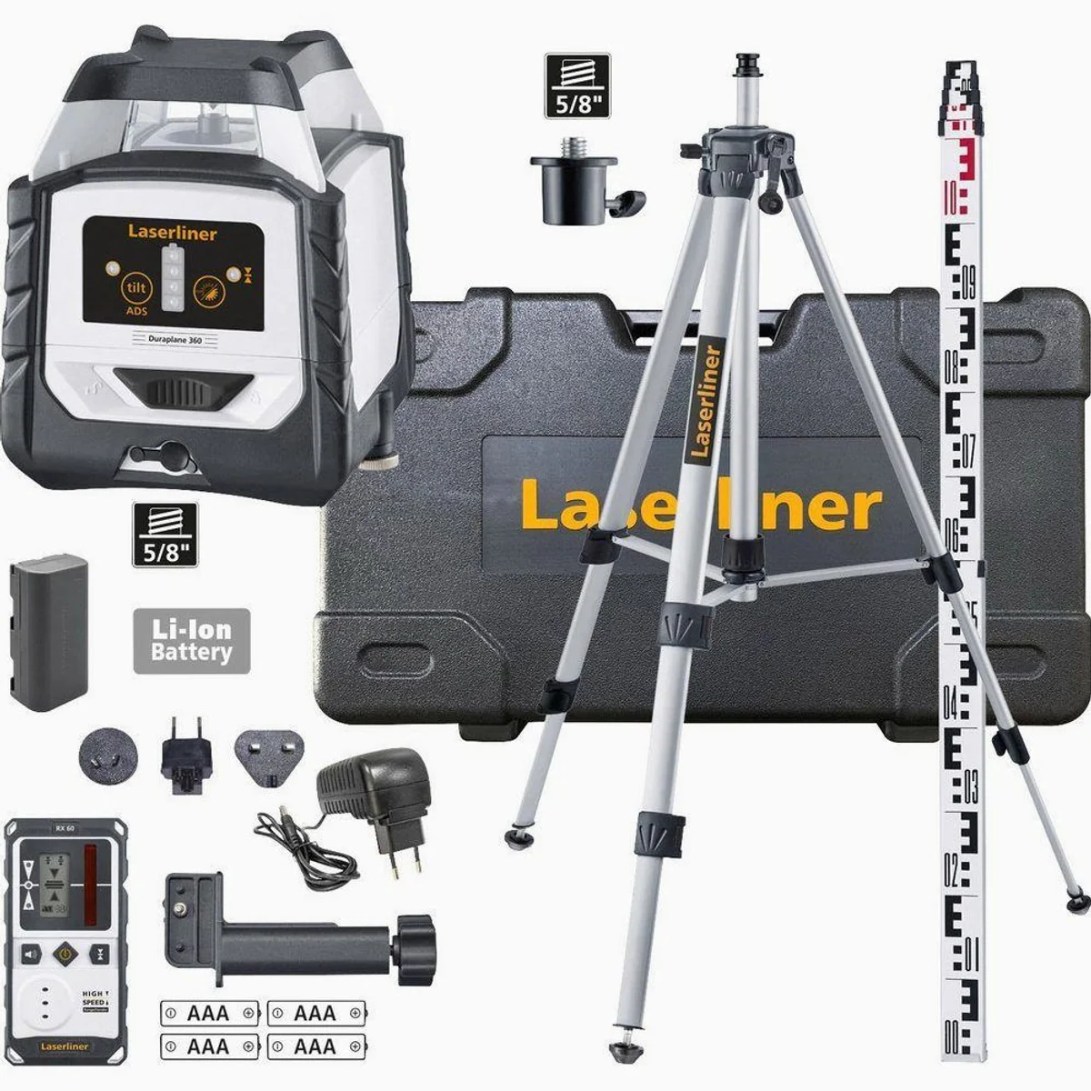 LASERLINER Duraplane 360 Set, selbstnivellierend, präzise Ausrichtung, robust und vielseitig