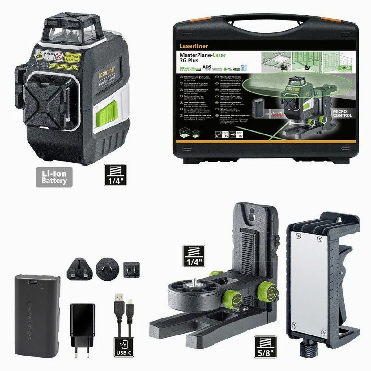 LASERLINER MasterPlane-Laser 3G Pro, 360° Laser, grünes Licht, lange Betriebszeit 4