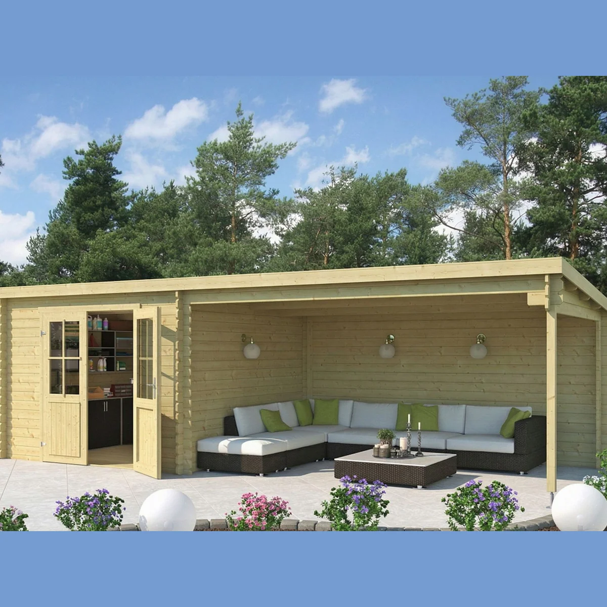 LASITA MAJA St. Louis Exklusiv Gartenhaus, 28 mm Blockbohlen, wetterfestes Holzdesign