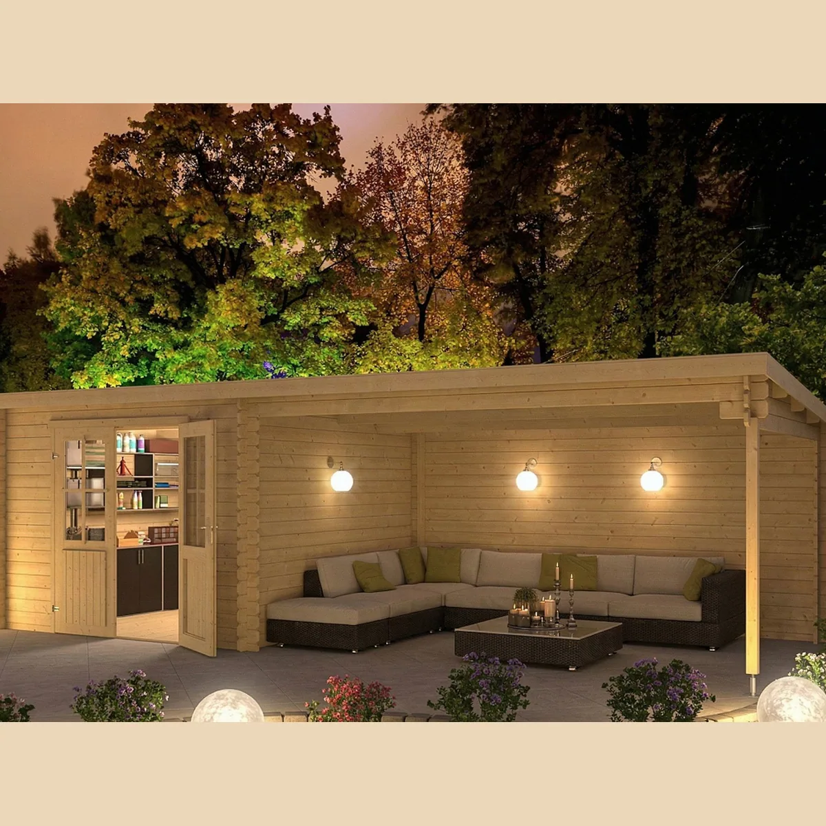 LASITA MAJA St. Louis Exklusiv Gartenhaus, 28 mm Blockbohlen, wetterfestes Holzdesign 2