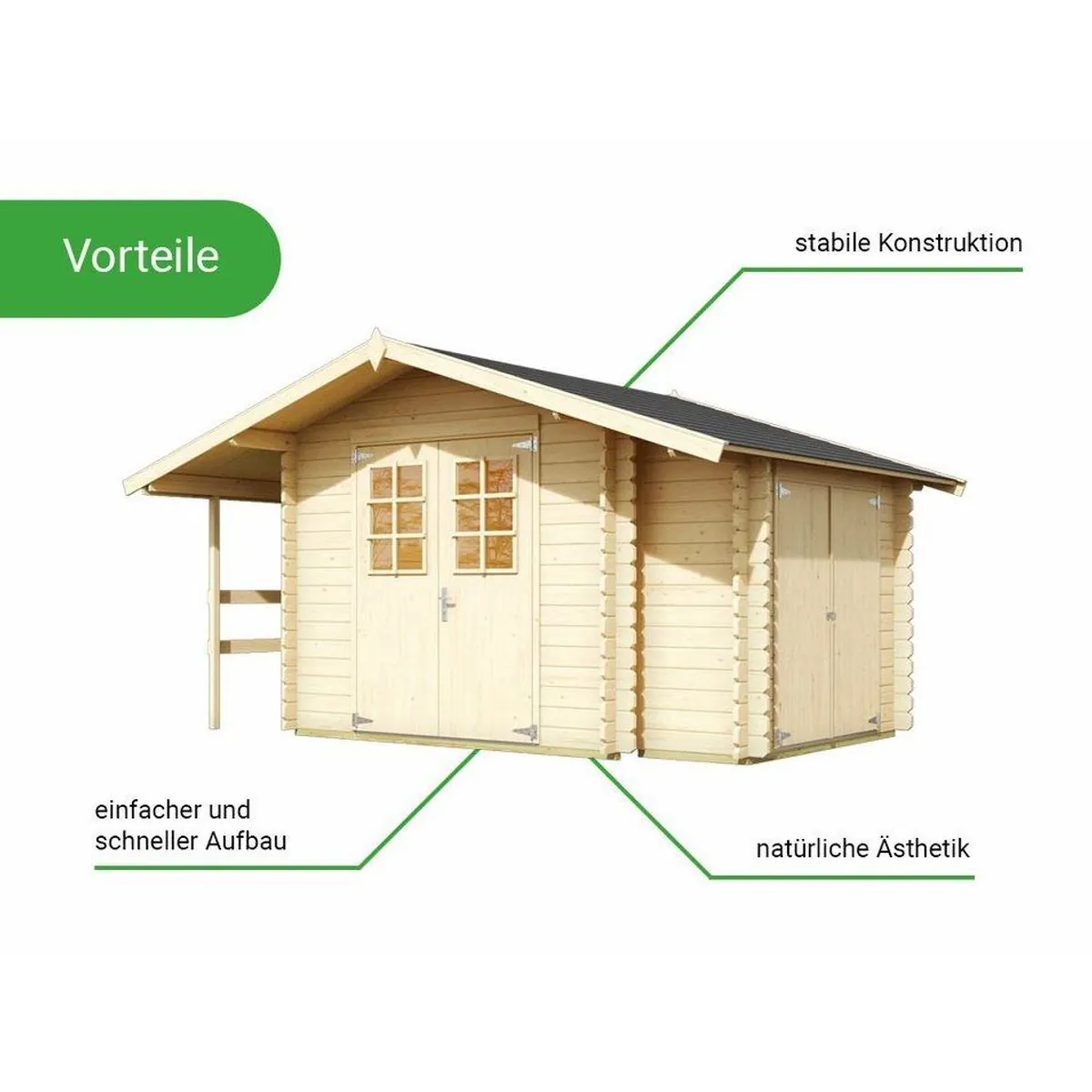 LASITA MAJA Gartenhaus Vilano, geräumig und wetterfest — inkl. Anbau und Fußboden 4