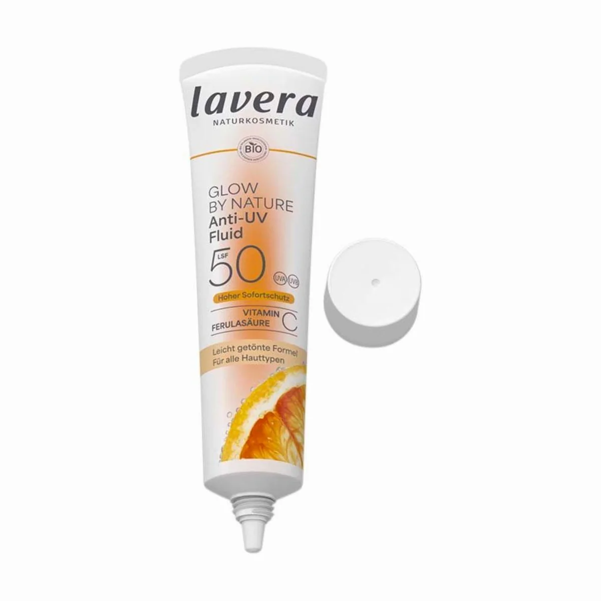 Lavera Gesichtsfluid Glow by Nature, mineralischer UV-Schutz LSF 50 — Glow-Effekt, Vitamin C, Ferulasäure 2
