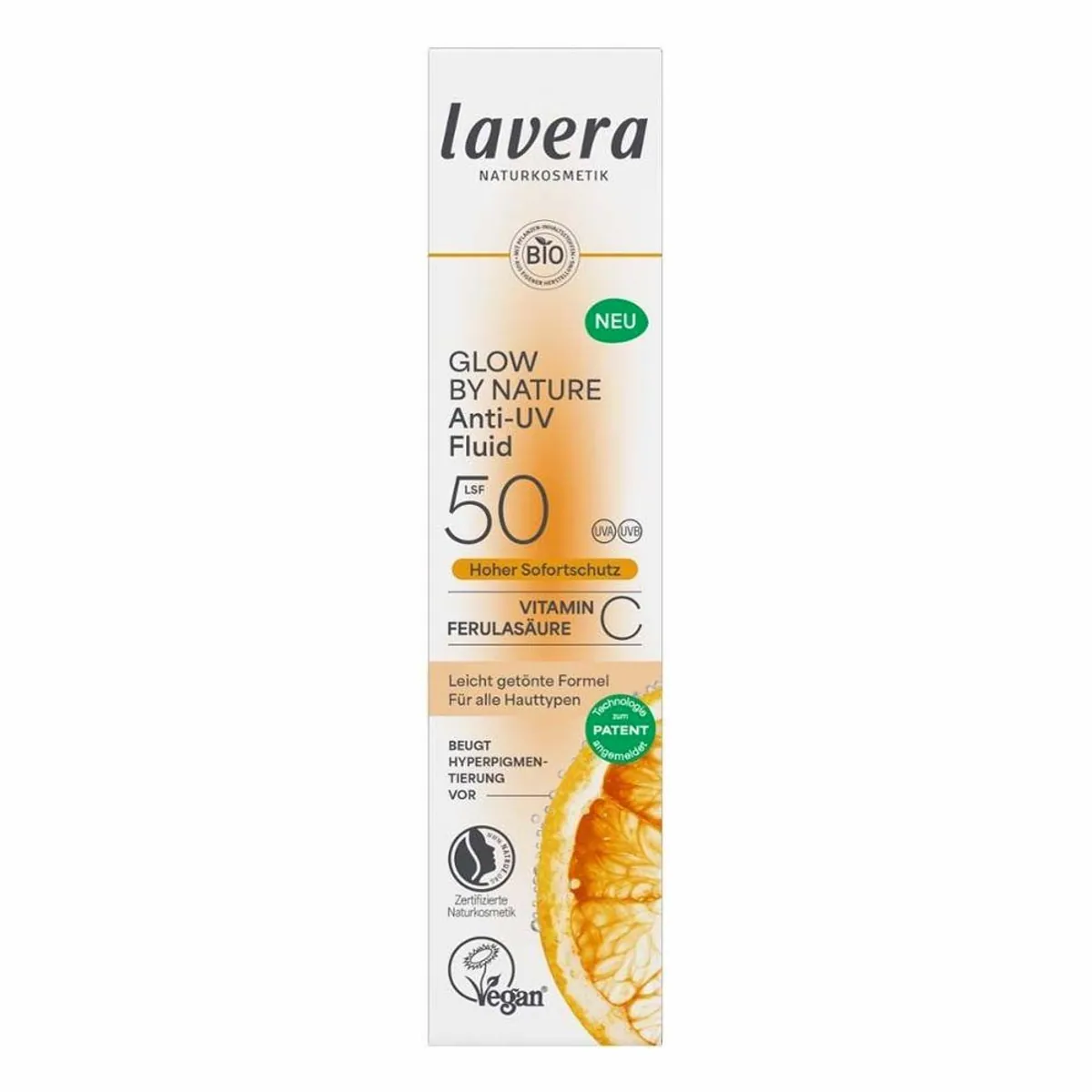 Lavera Gesichtsfluid Glow by Nature, mineralischer UV-Schutz LSF 50 — Glow-Effekt, Vitamin C, Ferulasäure 3
