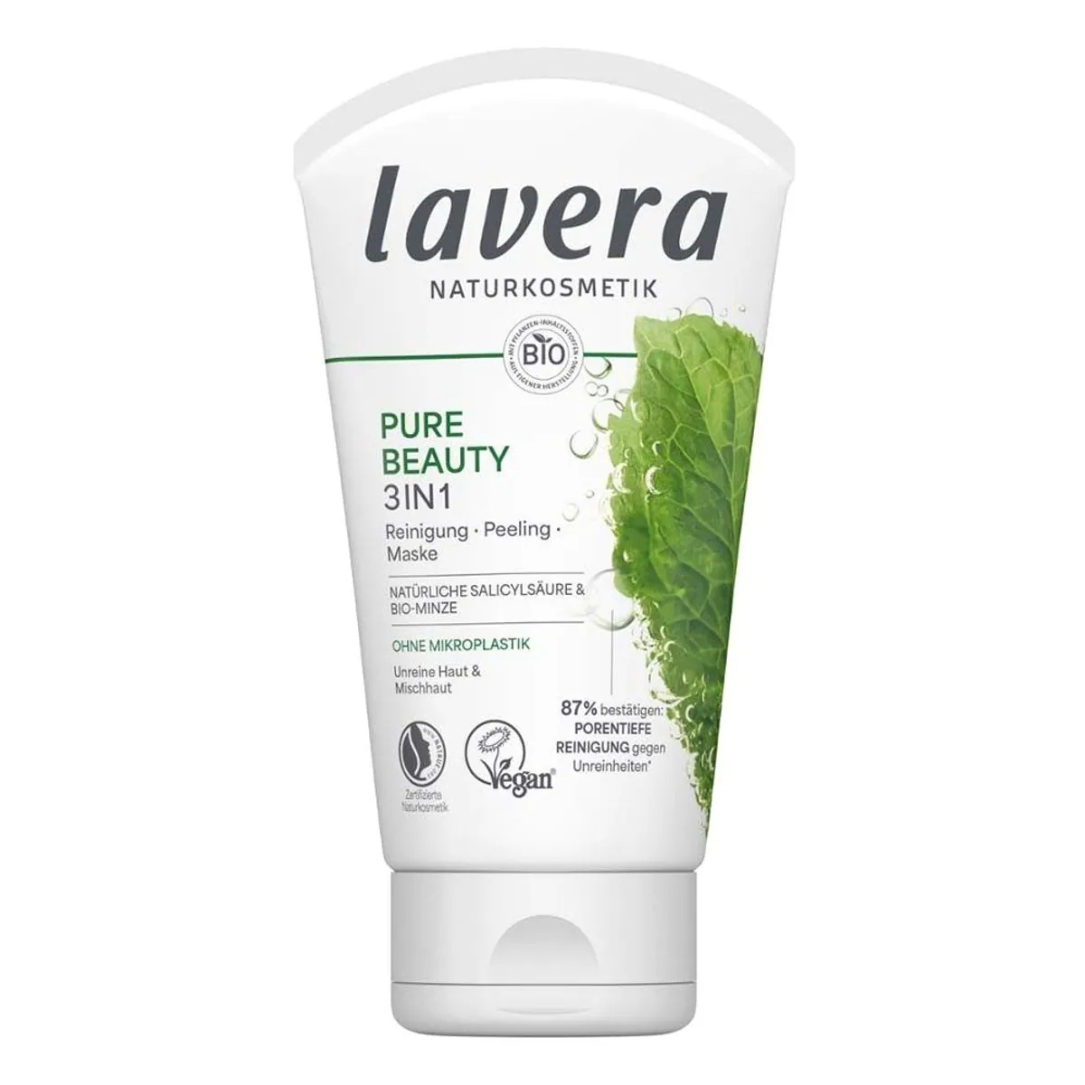Lavera Pure Beauty 3in1 Gesichtspeeling, porentiefe Reinigung, natürliche Inhaltsstoffe, für unreine Haut