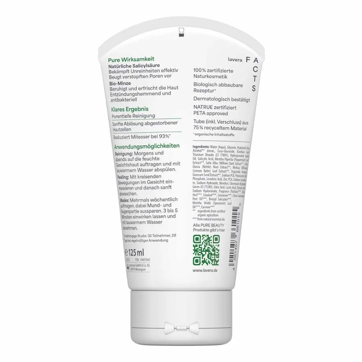 Lavera Pure Beauty 3in1 Gesichtspeeling, porentiefe Reinigung, natürliche Inhaltsstoffe, für unreine Haut 2