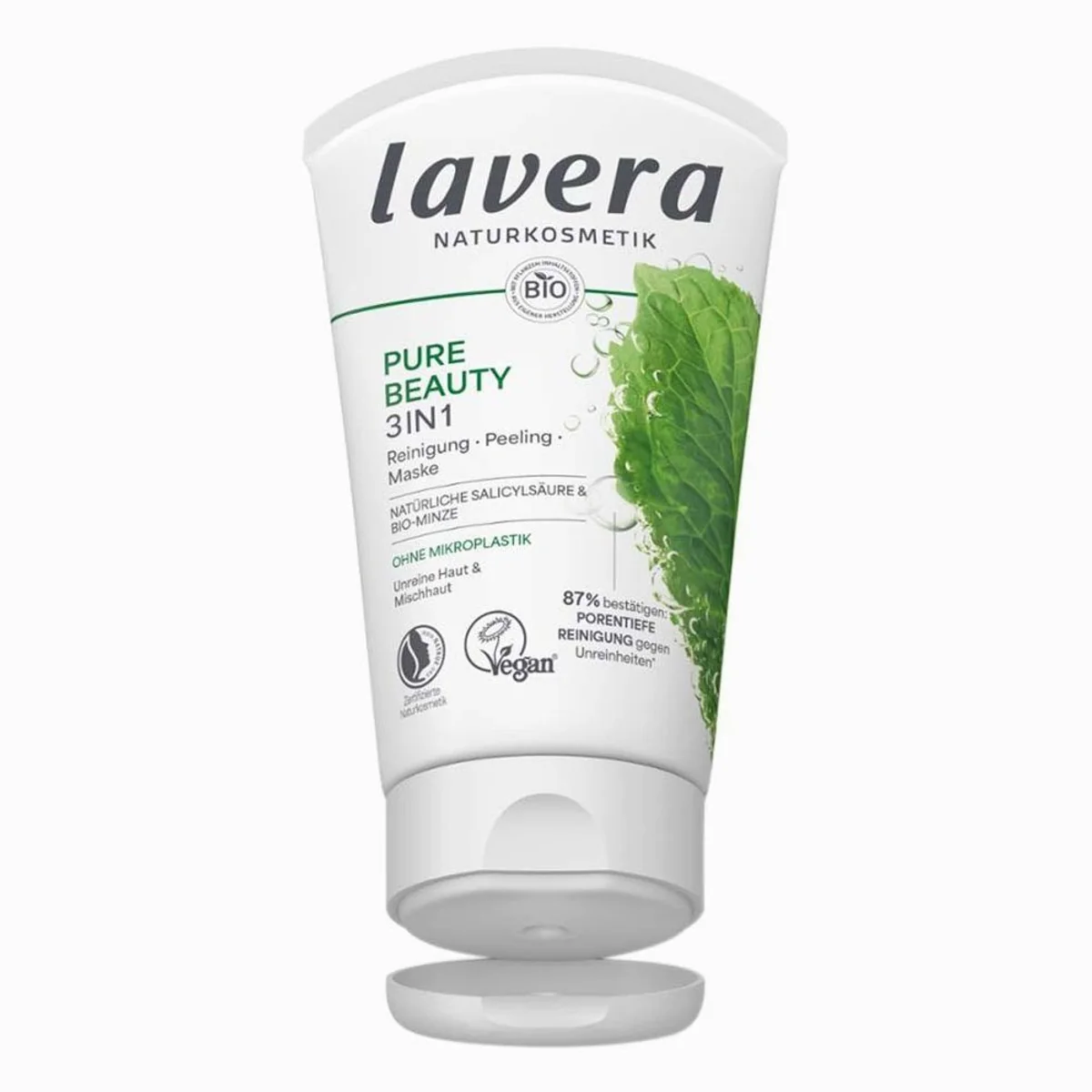 Lavera Pure Beauty 3in1 Gesichtspeeling, porentiefe Reinigung, natürliche Inhaltsstoffe, für unreine Haut 3