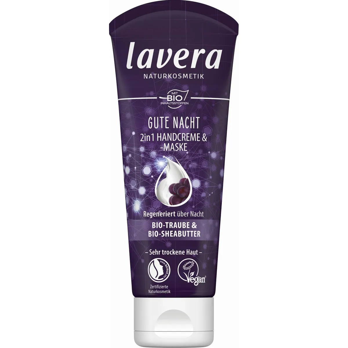 Lavera Gute Nacht Handcreme 2in1, Regeneration über Nacht, Intensive Feuchtigkeit