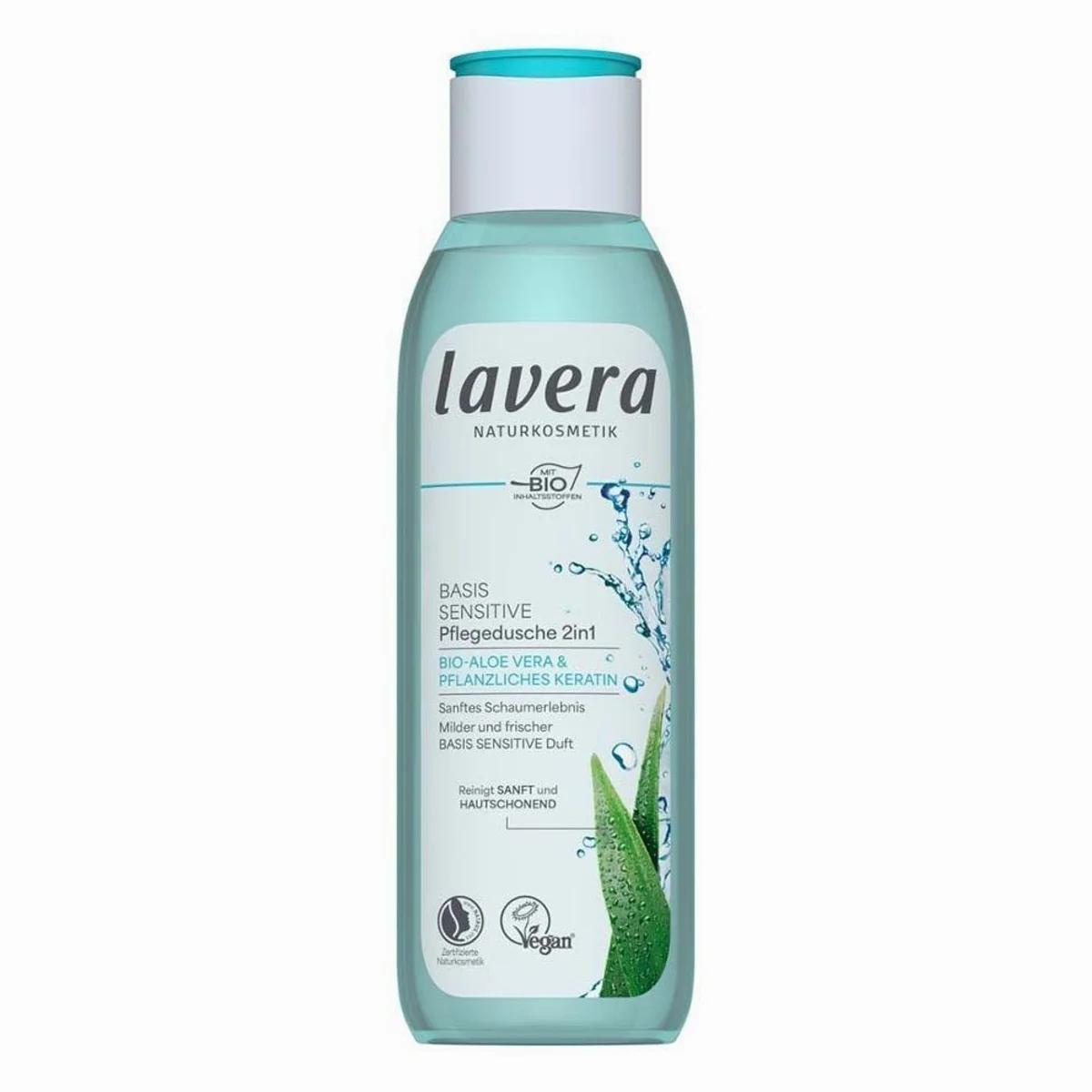 Lavera Duschgel Basis Sensitiv, pH-hautneutrale Formel, sanfte Reinigung für Haut & Haar — 250ml
