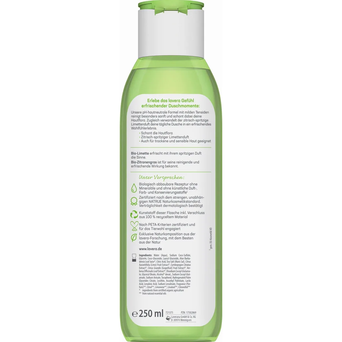 Lavera Duschgel Pflegedusche Erfrischend, pH-hautneutrale Formel, Bio-Limette & Bio-Zitronengras 3