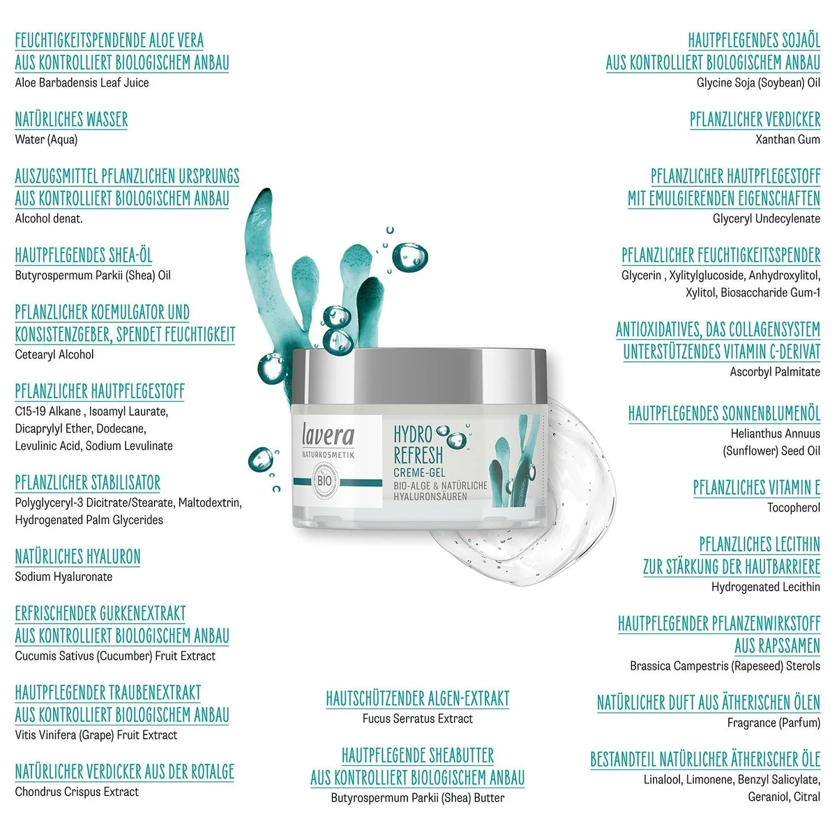 Lavera Hydro Refresh Creme-Gel, intensive Feuchtigkeit, angenehme Textur, 100% Naturkosmetik 4