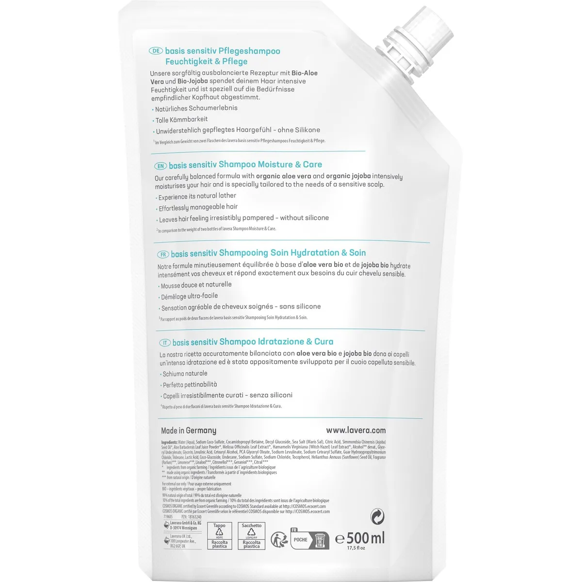 Lavera Haarshampoo Nachfüllbeutel basis sensitive, feuchtigkeitsspendend & pflegend 2
