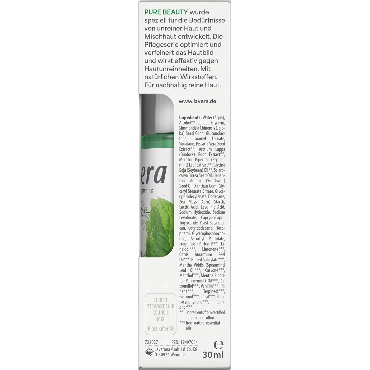Lavera Pure Beauty Serum, natürliches PHA, Bio-Minze, feuchtigkeitsspendend 5
